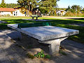 table tennis table at the 	sports ground of the holiday park Mirow